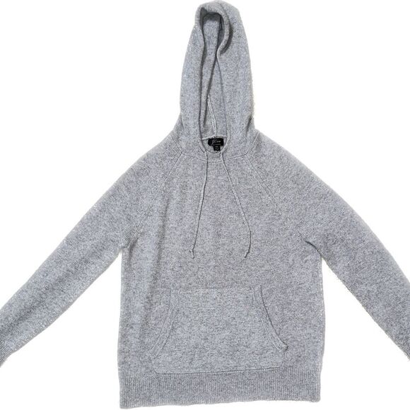 J. Crew Gray Knit 100% Cashmere Hoodie - Picture 1 of 4